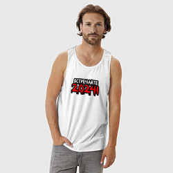 Майка мужская хлопок Встречайте 2024, цвет: белый — фото 2