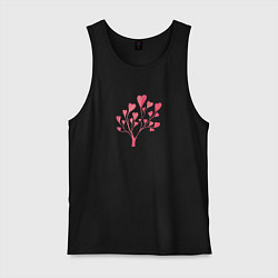 Майка мужская хлопок Дерево из сердечек - символ любви, цвет: черный