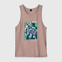 Майка мужская хлопок Бай Чжу из геншина, цвет: пыльно-розовый