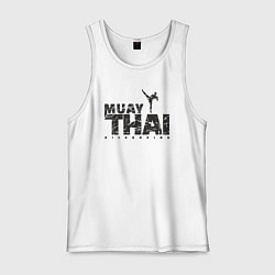 Майка мужская хлопок Kickboxing muay thai, цвет: белый