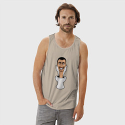 Майка мужская хлопок Skibidi Toilet mad, цвет: миндальный — фото 2