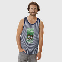 Майка мужская хлопок Редко бреемся никогда не сдаемся, цвет: синяя тельняшка — фото 2