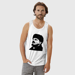 Майка мужская хлопок Ленин в шапке, цвет: белый — фото 2