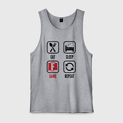 Майка мужская хлопок Eat - sleep - Fortnite - repeat, цвет: меланж