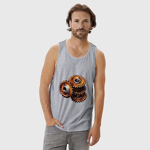 Мужская майка Ржавые шестеренки / Меланж – фото 3