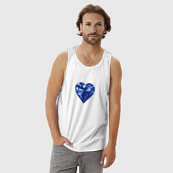 Майка мужская хлопок Синее алмазное сердце, цвет: белый — фото 2