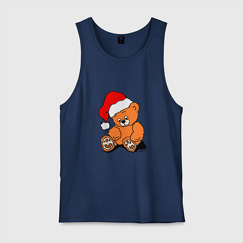 Мужская майка Плюшевый медведь в колпаке / Тёмно-синий – фото 1