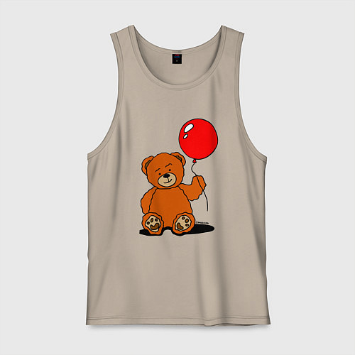 Мужская майка Плюшевый медведь с воздушным шариком / Миндальный – фото 1