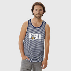 Майка мужская хлопок FBI - beer inspector, цвет: синяя тельняшка — фото 2