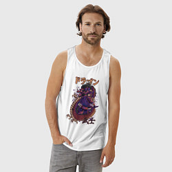 Майка мужская хлопок Мифический дракон и самурай, цвет: белый — фото 2