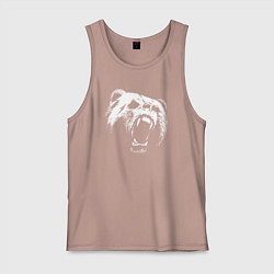 Майка мужская хлопок Медведь рычащий, цвет: пыльно-розовый