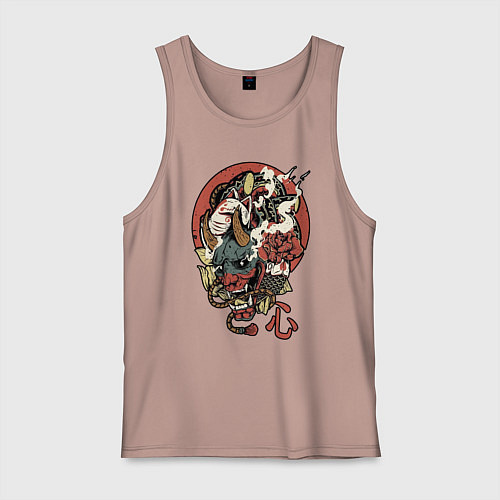 Мужская майка Демон - маска / Пыльно-розовый – фото 1