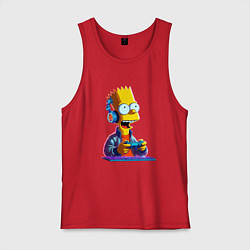 Майка мужская хлопок Bart is an avid gamer, цвет: красный