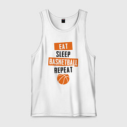 Майка мужская хлопок Eat sleep basketball, цвет: белый