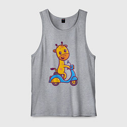 Майка мужская хлопок Жираф на мотороллере, цвет: меланж