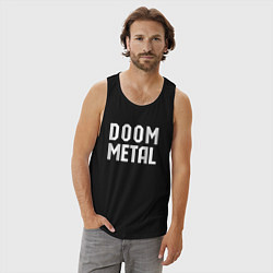 Майка мужская хлопок Надпись Doom metal, цвет: черный — фото 2