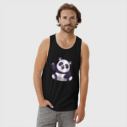 Майка мужская хлопок Привет от панды, цвет: черный — фото 2