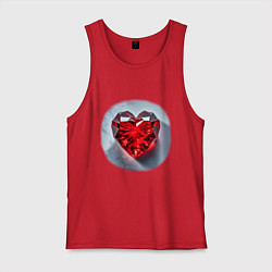 Майка мужская хлопок Красное хрустальное сердце на белом фоне, цвет: красный