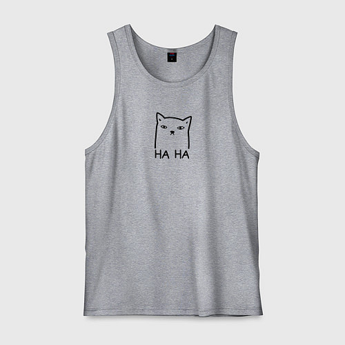 Мужская майка Cat ha ha black / Меланж – фото 1