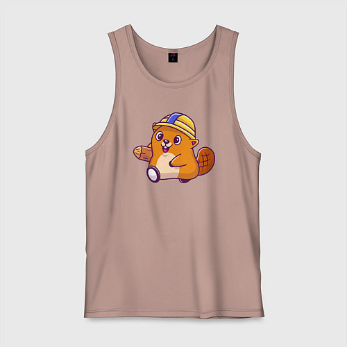 Мужская майка Строитель бобёр / Пыльно-розовый – фото 1