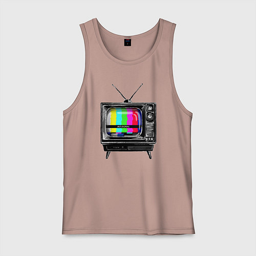 Мужская майка Старый телевизор no signal / Пыльно-розовый – фото 1