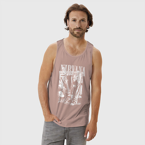 Мужская майка Нирвана - Курт Кобейн / Пыльно-розовый – фото 3