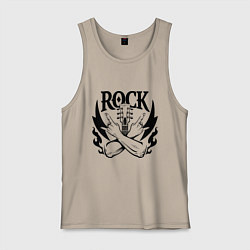 Майка мужская хлопок Rock - guitar, цвет: миндальный