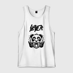Майка мужская хлопок Slayer - rock panda, цвет: белый