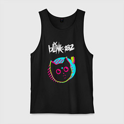 Майка мужская хлопок Blink 182 rock star cat, цвет: черный