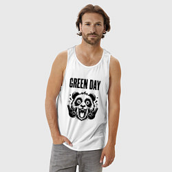 Майка мужская хлопок Green Day - rock panda, цвет: белый — фото 2