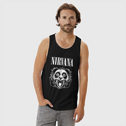 Майка мужская хлопок Nirvana rock panda, цвет: черный — фото 2