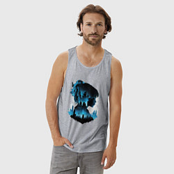 Майка мужская хлопок Девушка город, цвет: меланж — фото 2