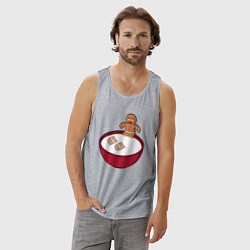 Майка мужская хлопок Человечек пряник, цвет: меланж — фото 2