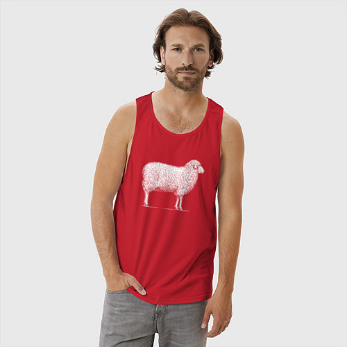 Мужская майка Белая овечка / Красный – фото 3