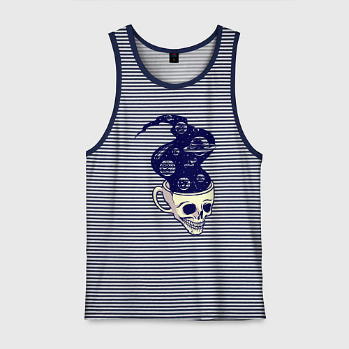Мужская майка Dead drink space skull / Синяя тельняшка – фото 1