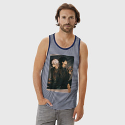 Майка мужская хлопок Гуан Лу Сяоши Чэн, цвет: синяя тельняшка — фото 2