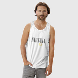 Майка мужская хлопок Nirvana logo smile, цвет: белый — фото 2