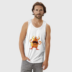 Майка мужская хлопок Милый монстр, цвет: белый — фото 2