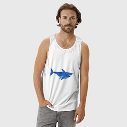 Майка мужская хлопок Синяя акула, цвет: белый — фото 2