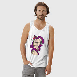 Майка мужская хлопок Кобра вьется вокруг руки механика, цвет: белый — фото 2