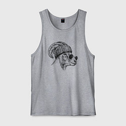 Майка мужская хлопок Барашек в шапке и очках, цвет: меланж