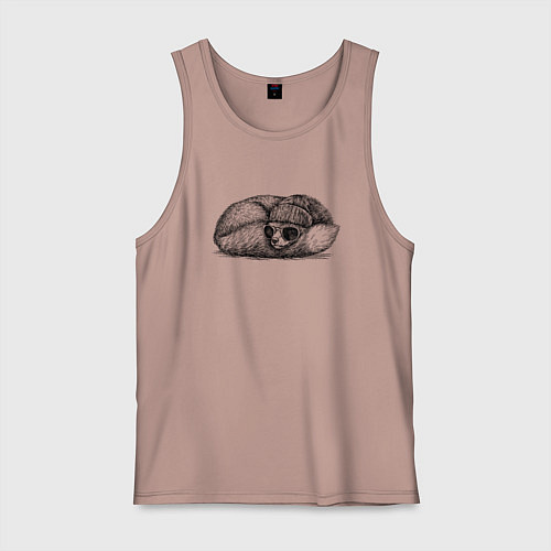 Мужская майка Стильная лиса на отдыхе / Пыльно-розовый – фото 1