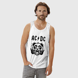 Майка мужская хлопок AC DC - rock panda, цвет: белый — фото 2