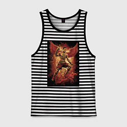 Майка мужская хлопок Муай Тай боец с крыльями, цвет: черная тельняшка