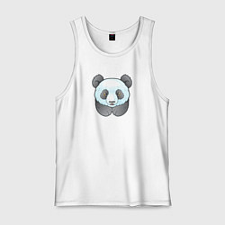 Майка мужская хлопок Маленькая забавная панда, цвет: белый