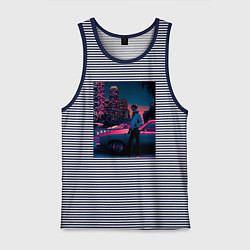 Майка мужская хлопок Drive poster, цвет: синяя тельняшка