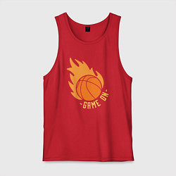 Майка мужская хлопок Game on basketball, цвет: красный