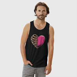 Майка мужская хлопок Сердце в груди, цвет: черный — фото 2