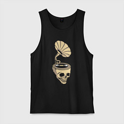 Майка мужская хлопок Skull vinyl, цвет: черный