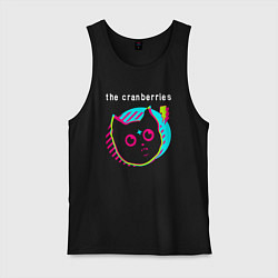 Майка мужская хлопок The Cranberries rock star cat, цвет: черный